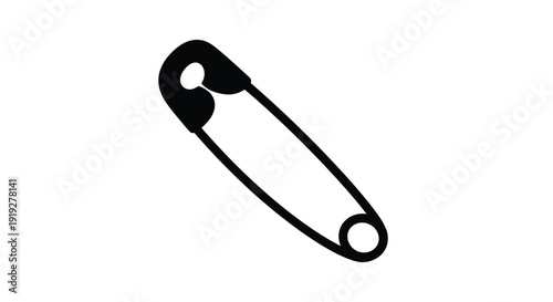 A simple black safety pin illustration in striking silhouette