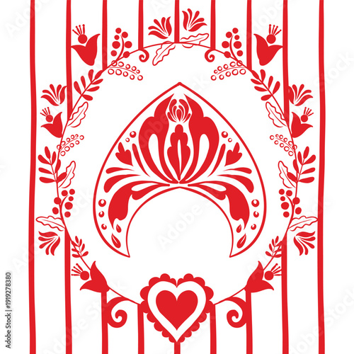 Wedding card, a la rus, kokoshnik blue, Slavic wedding