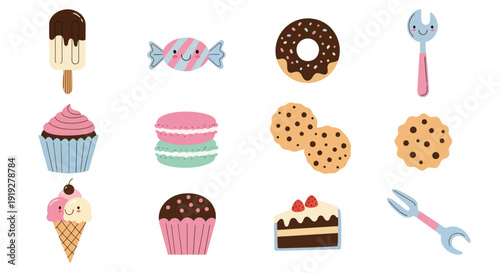 Colorful dessert treats illustration