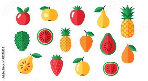 Colorful fruit collection isolated on white