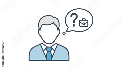 Man in Suit Thinking About Briefcase.