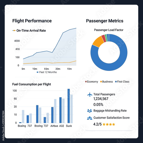 Comprehensive Airline Performance and Passenger Metrics Dashboard.