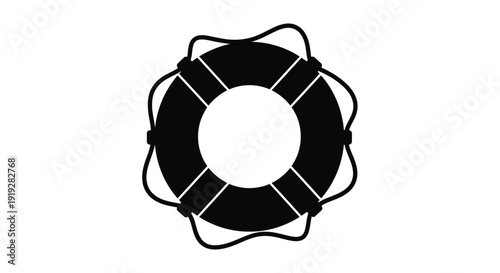 Simple black life preserver ring illustration a striking silhouette