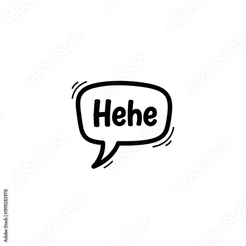 Hehe Mischievous Laugh Speech Bubble, Indicating Quiet Amusement or Giggling on Isolated White Background