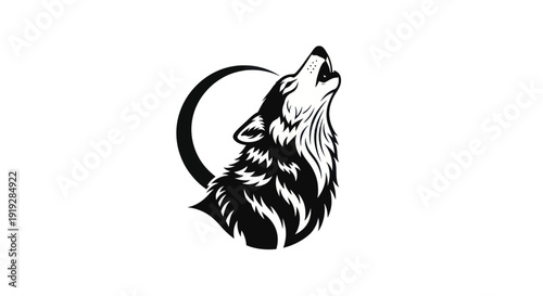 Wolf silhouette howling at the moon