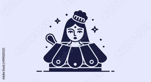 Woman portrait illustration in blue