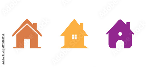 A set of colorful house icons in editable vector file format for real estate and architecture designs
