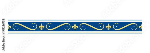 Luxury Blue and Gold Fleur de Lis Ornamental Border
