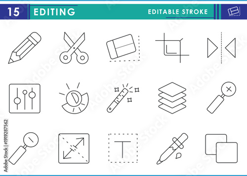 Editing Line Icons Set