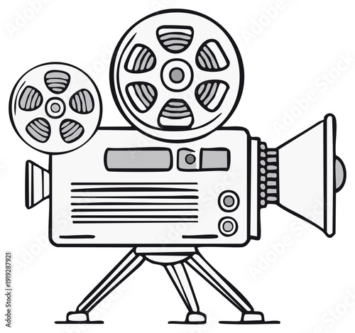 Retro Movie Projector Illustration