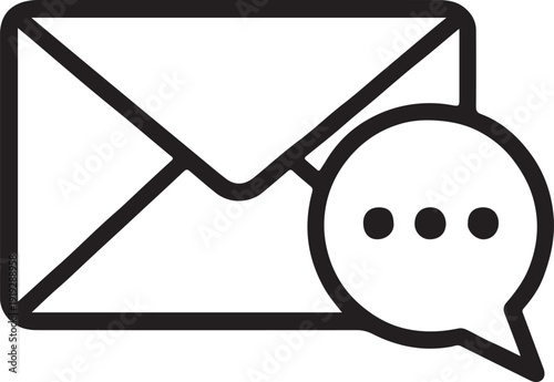 Email Envelope with Chat Speech Bubble Minimalist Line Art Icon
