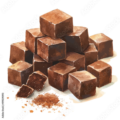 watercolor of Fudge draw illustration, isolated on a white background.