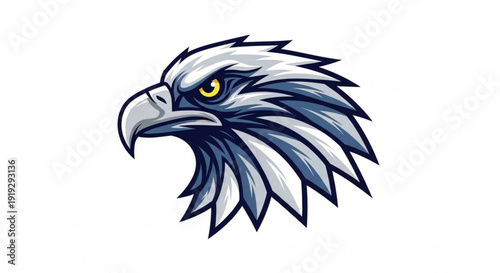 Majestic eagle head with sharp gaze and vibrant feathers