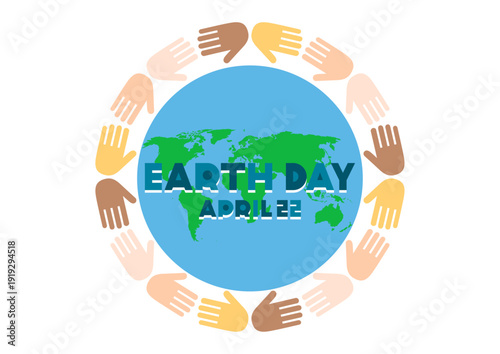 アースデーのイラスト 地球を囲む手