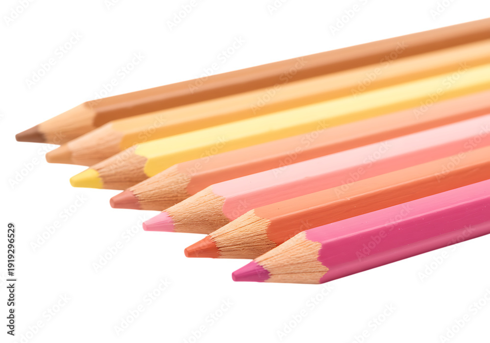 Obraz premium Colorful pencils in various shades on transparent background for art and drawing