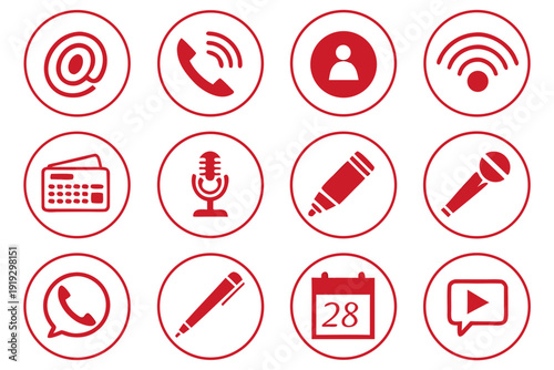 Collection of communication and media icons Vector