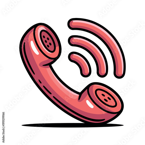 Retro telephone handset illustration showing clear sound waves emanating from the receiver speaker.