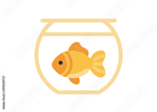 Goldfish in Aquarium Bowl Illustration Creative Design Template 