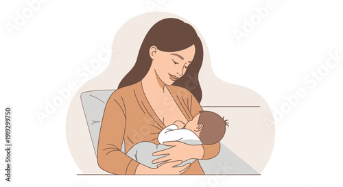 Mother breastfeeding her newborn baby in a serene moment.