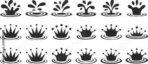 splash icon pack water splash silhouettes ripple symbol set
