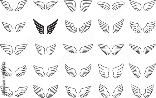 wing logo elements wing shapes feather marks for branding and print