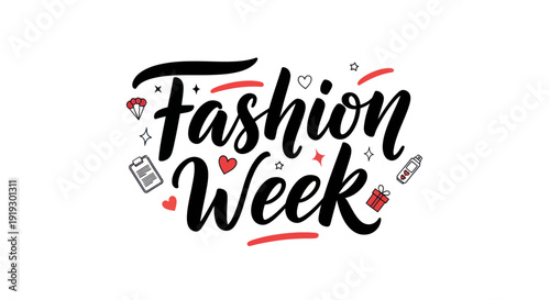 Fashion week decorative typography illustration