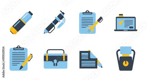 Collection of office and business icons for documentation and work.