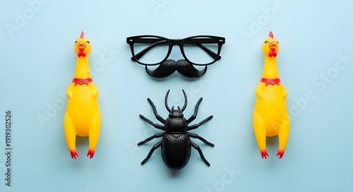 Classic April Fool Prank Props on Pastel Background