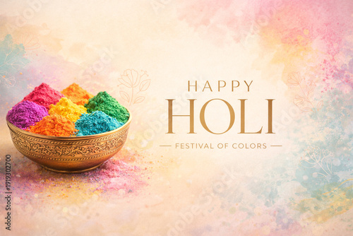 Holi poster: happy holi poster design; typography happy holi