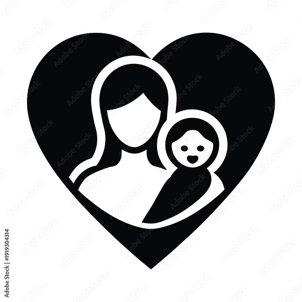 Fototapeta premium mother and baby love icon vector art
