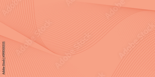 Abstract background with waves and lines. Minimalistic background for poster, flyer, cover page. Medium banner size. Vector element for design. Peach color, pastel coral 