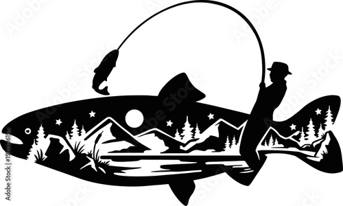 Salmon Fishing in Mountains SVG, Trout Species SVG