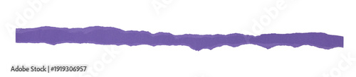Un morceau de papier brut, en forme de bande, de couleur violet, déchiré et isolé, au format png transparent. Un espace de copie.