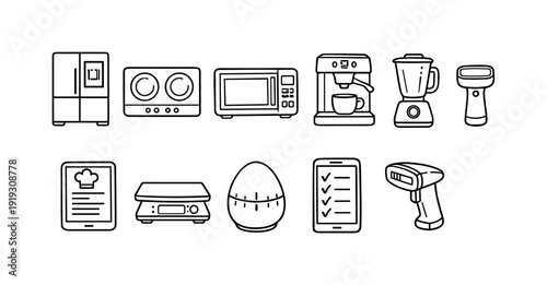 Home security linear icon set. Alarm, surveillance, protection icons collection