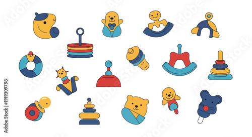 Colorful toy set illustration