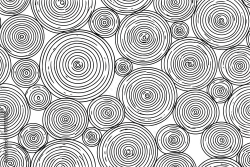 hand-drawn circles and spirals pattern - abstract black and white design