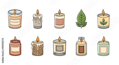 Decorative candles and leaf vector illustration