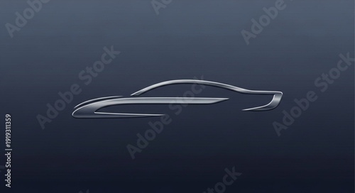 Sleek sports car silhouette outline on dark background.