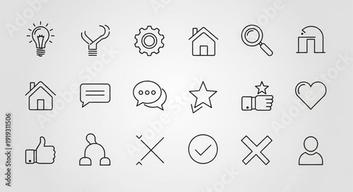 Collection of Hand Drawn Icons Representing Various Concepts.