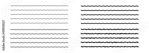 Waves line set. Wave ornament pattern. Set of wavy zigzag lines. Wave thin line background. Vector zigzag and wavy horizontal underline. Vector