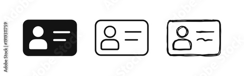 ID Card or User Profile Icon Set - Identity, Account, and Personal Information Symbol