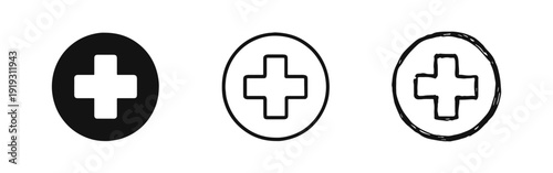 Plus Sign or Add Icon in Circle - Medical, Positive, and Healthcare Symbol Set