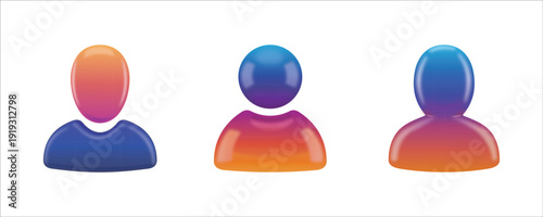 A colorful set of editable vector icons featuring three user profile avatars in a modern design style, perfect for digital applications and websites.