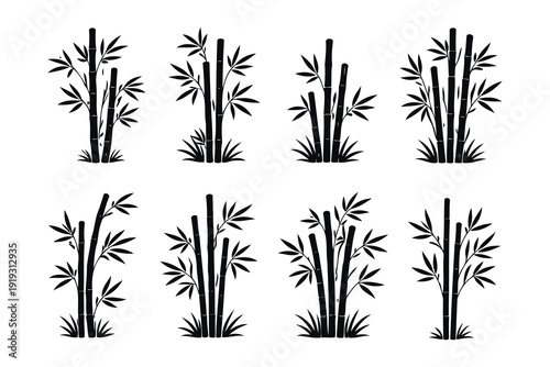 bamboo stalks silhouette for zen and nature designs