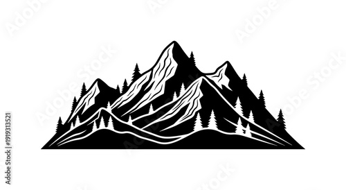 Minimalist Mountain Range Vector Illustration