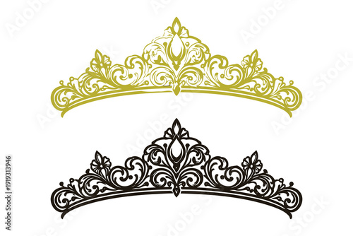 elegant gold and black tiara ornate royal crown illustration