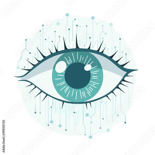 Smart contact lens with an integrated digital circuit overlay in modern design  