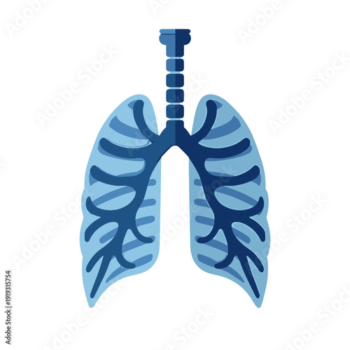 Digital X-ray scan showing a geometric rib cage and lungs concept of Icon. High technology in medicine  