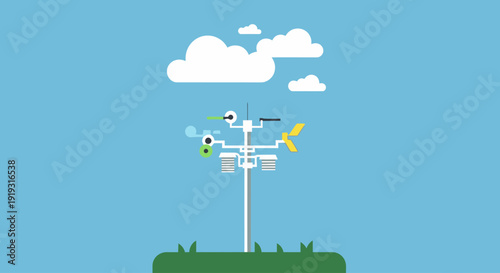Celebrating World Meteorological Day with weather instruments in a field