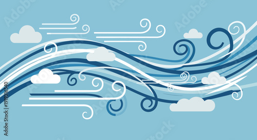 Celebrating World Meteorological Day with swirling winds and clouds in the atmosphere